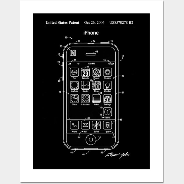 Apple iPhone Patent White Wall Art by Luve